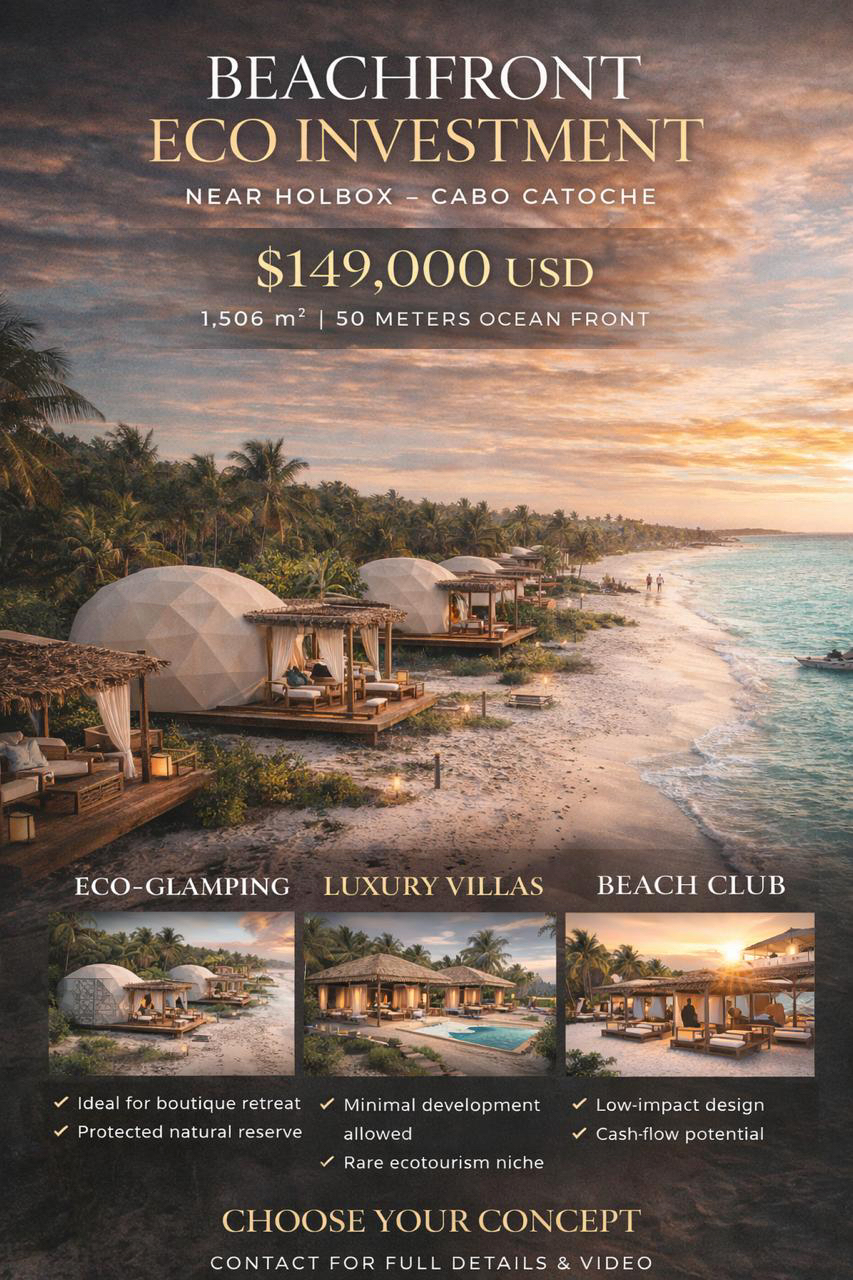 Terreno Frente al Mar Cabo Catoche Holbox en Venta