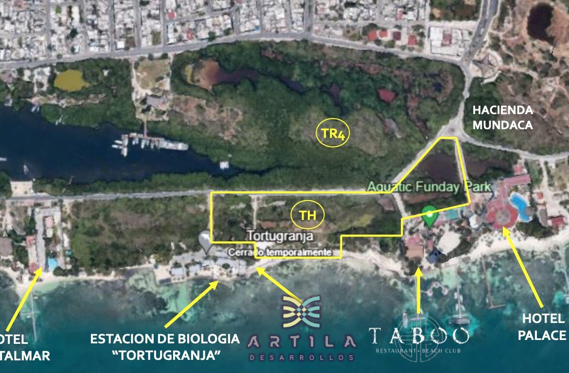 Terreno hotelero en Isla Mujeres frente de playa con 24,000 m² y alta densidad para desarrollo turístico.