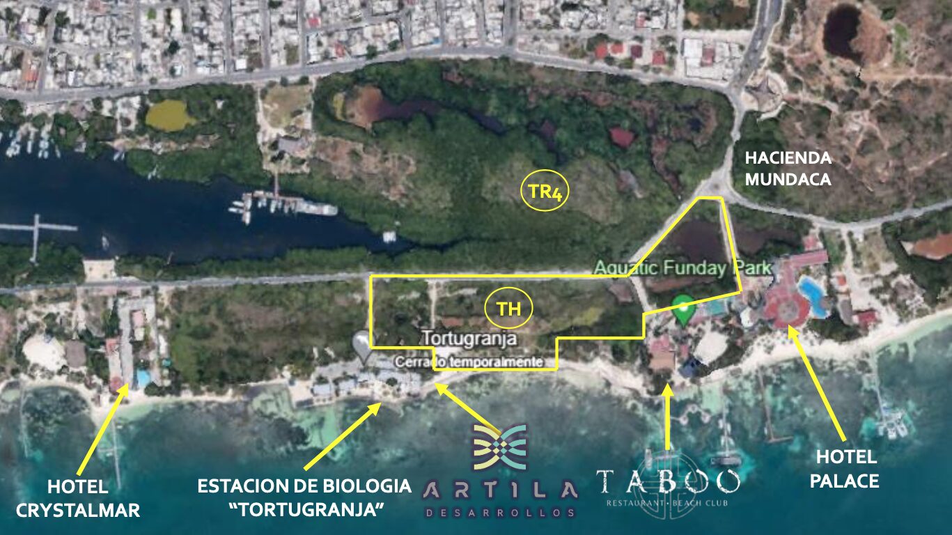 Terreno hotelero en Isla Mujeres frente de playa con 24,000 m² y alta densidad para desarrollo turístico.
