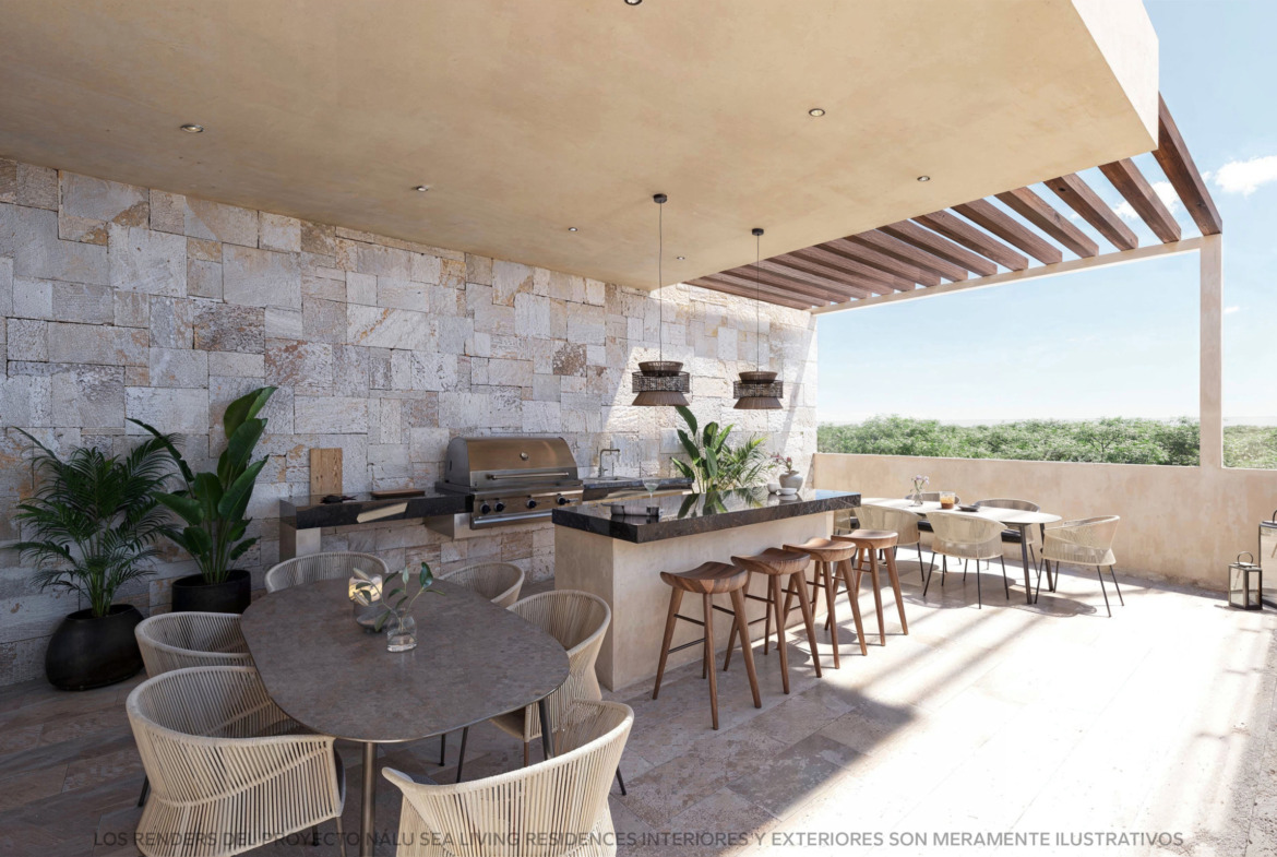 Nalu Sea Living Residences Puerto Morelos bar and barbecue