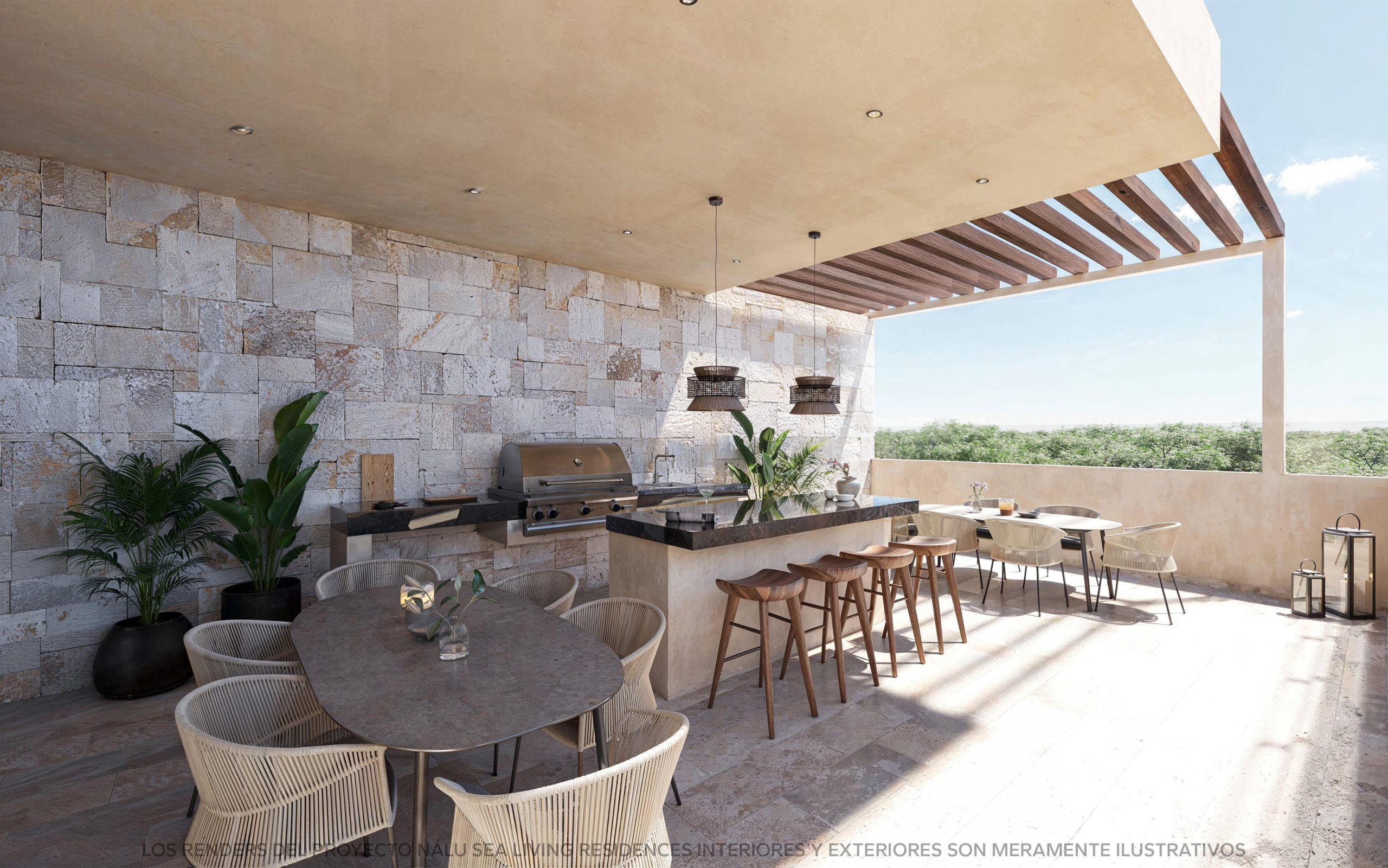 Nalu Sea Living Residences Puerto Morelos bar and barbecue